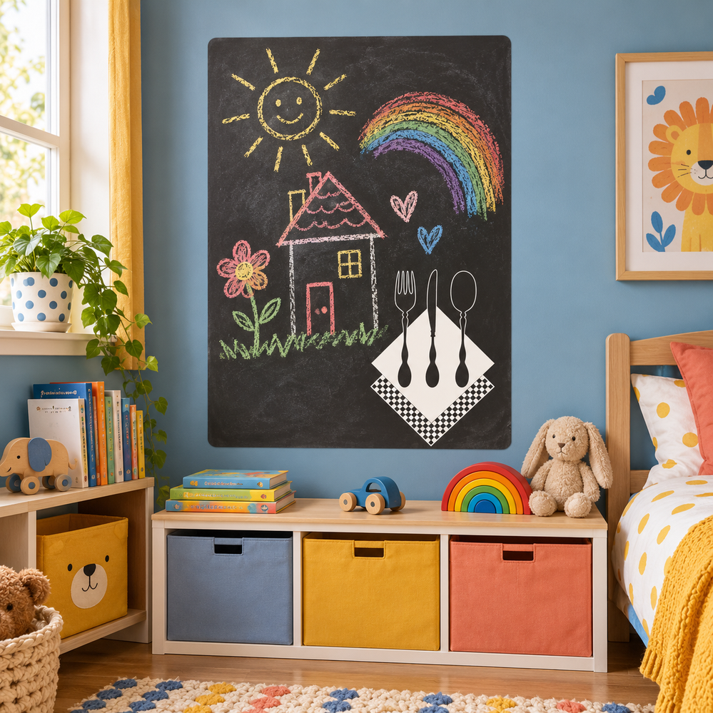 Krijtbordsticker - Zelfklevend - met Bestekmotief - 48cm × 68cm - Afbeelding 3